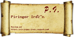 Piringer Irén névjegykártya